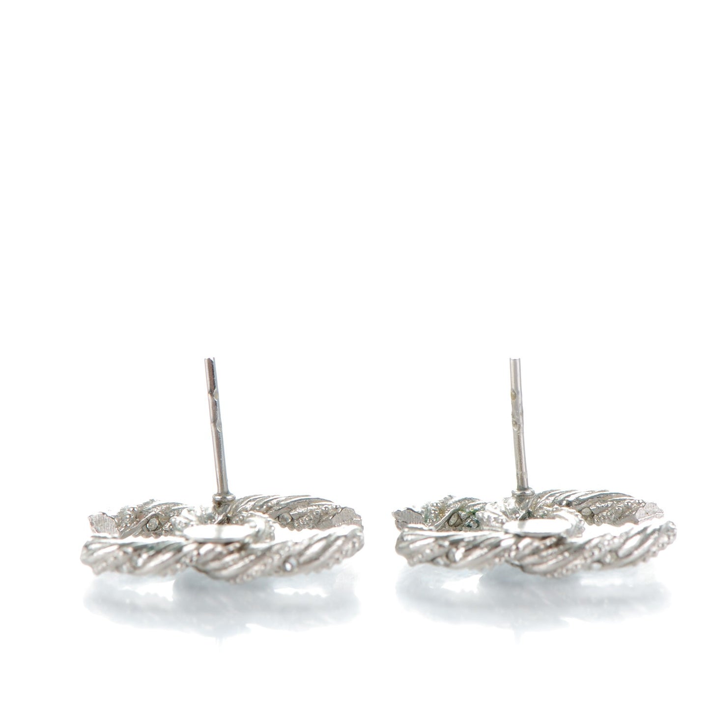 Crystal CC Twisted Earrings Silver