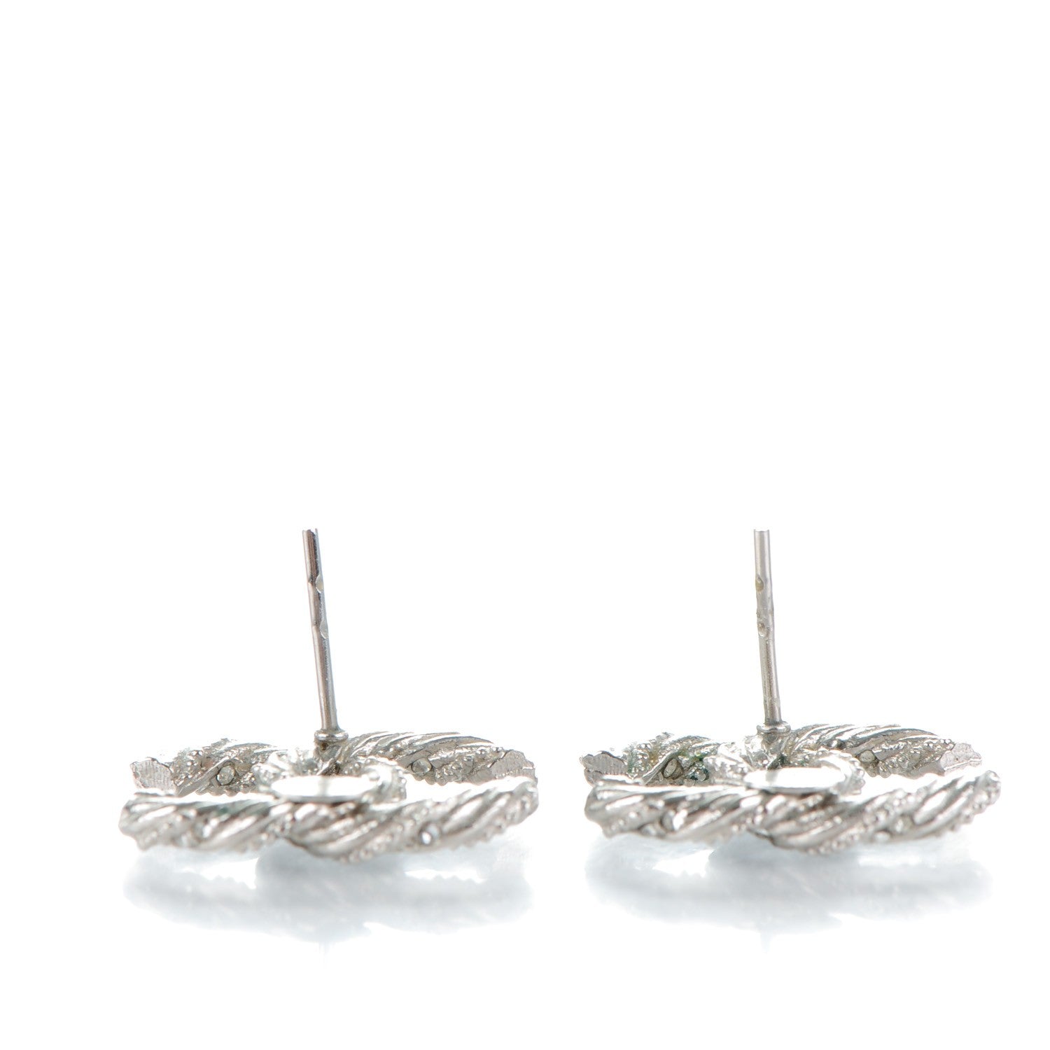 Chanel Crystal CC Twisted Earrings Silver 5 of 6