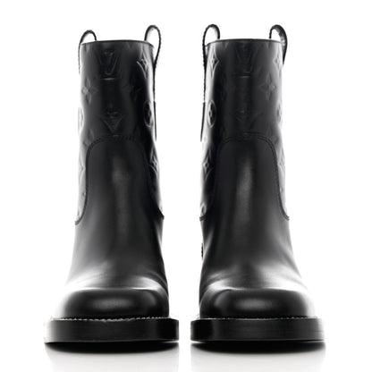 Louis Vuitton Calfskin Monogram Downtown Ankle Boots 38 Black 2 of 10