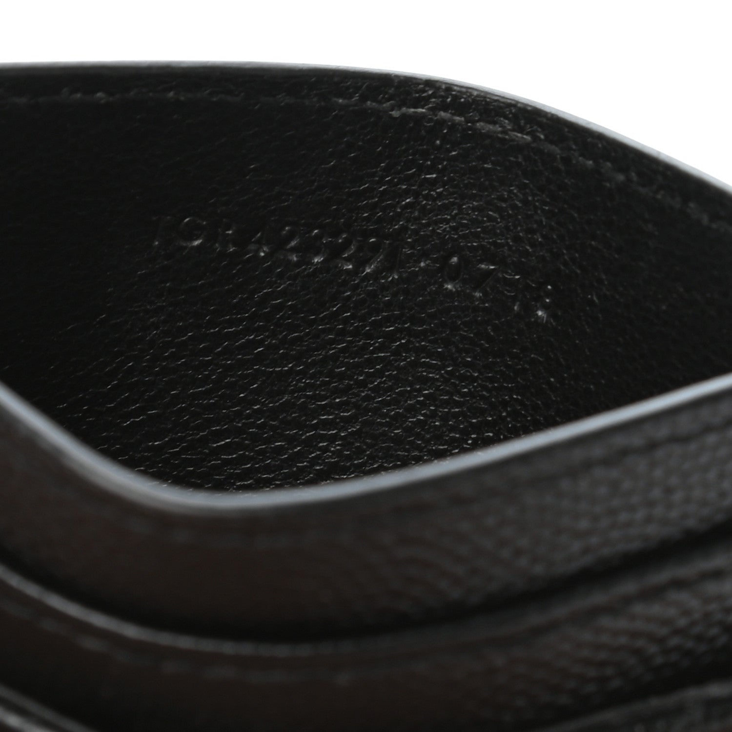Saint Laurent Grain De Poudre Matelasse Chevron Monogram Credit Card Case Black 7 of 8