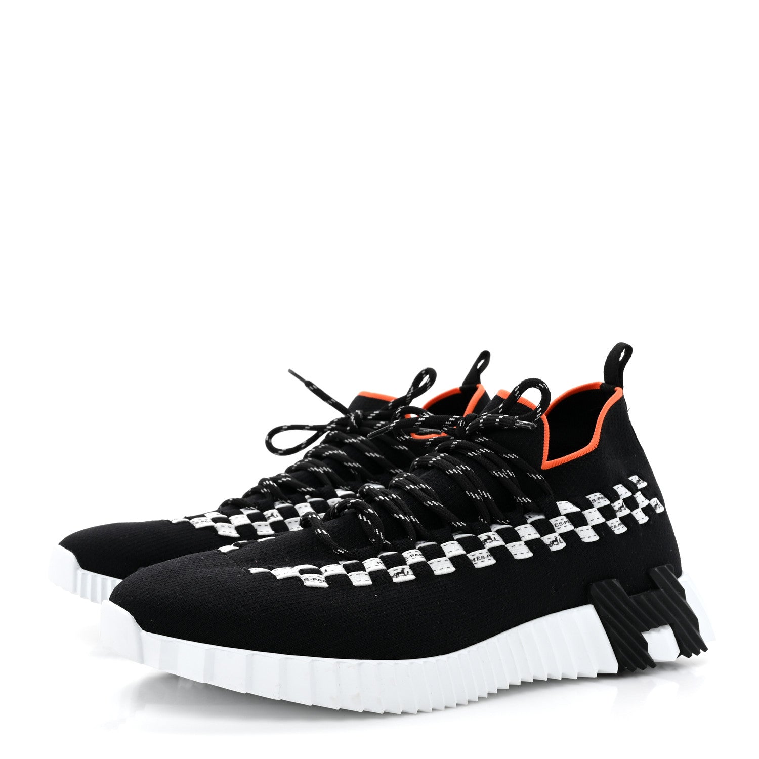 Hermes Knit Bolduc Mens Flex Sneakers 43 Black White 4 of 9