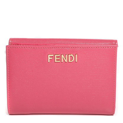 Fendi Textured Calfskin French Wallet Pink 1 of 9