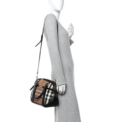 Burberry Bridle Calfskin House Check Small Orchard Bowling Bag Black 2 of 11