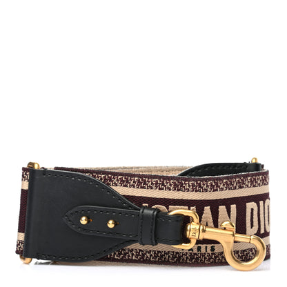 Christian Dior Canvas Embroidered Shoulder Strap Burgundy 1 of 5