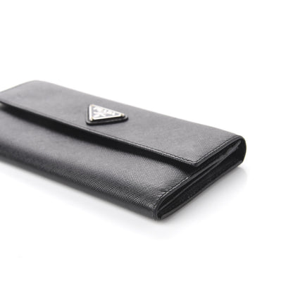 Prada Saffiano Continental Flap Wallet Black 8 of 9