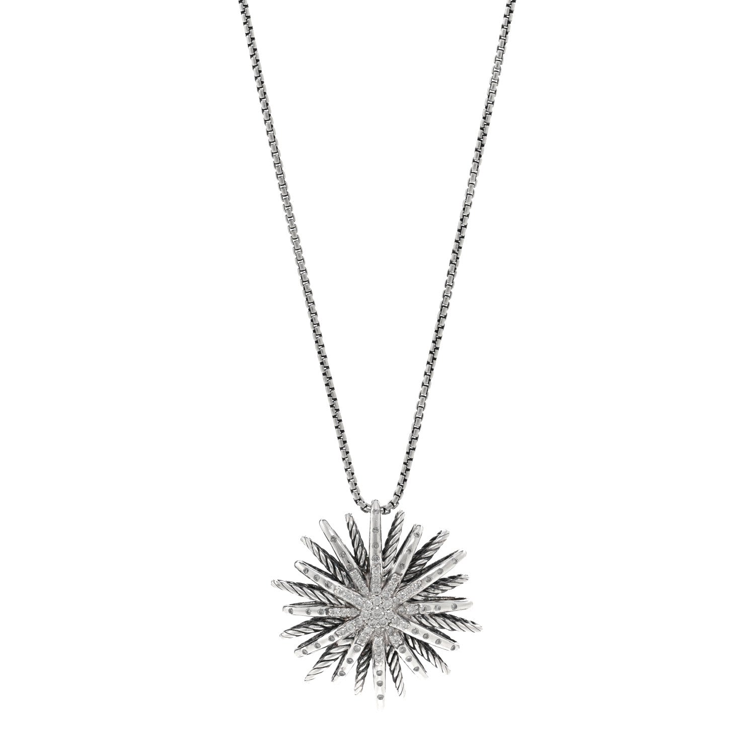 David Yurman Sterling Silver Diamond Large Starburst Pendant Necklace 1 of 4