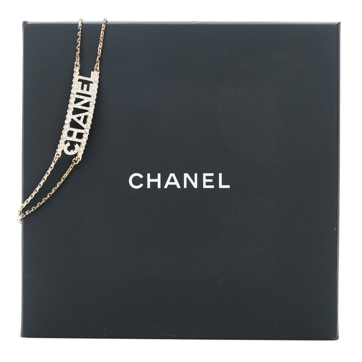 Metal Crystal Logo Choker Necklace Gold