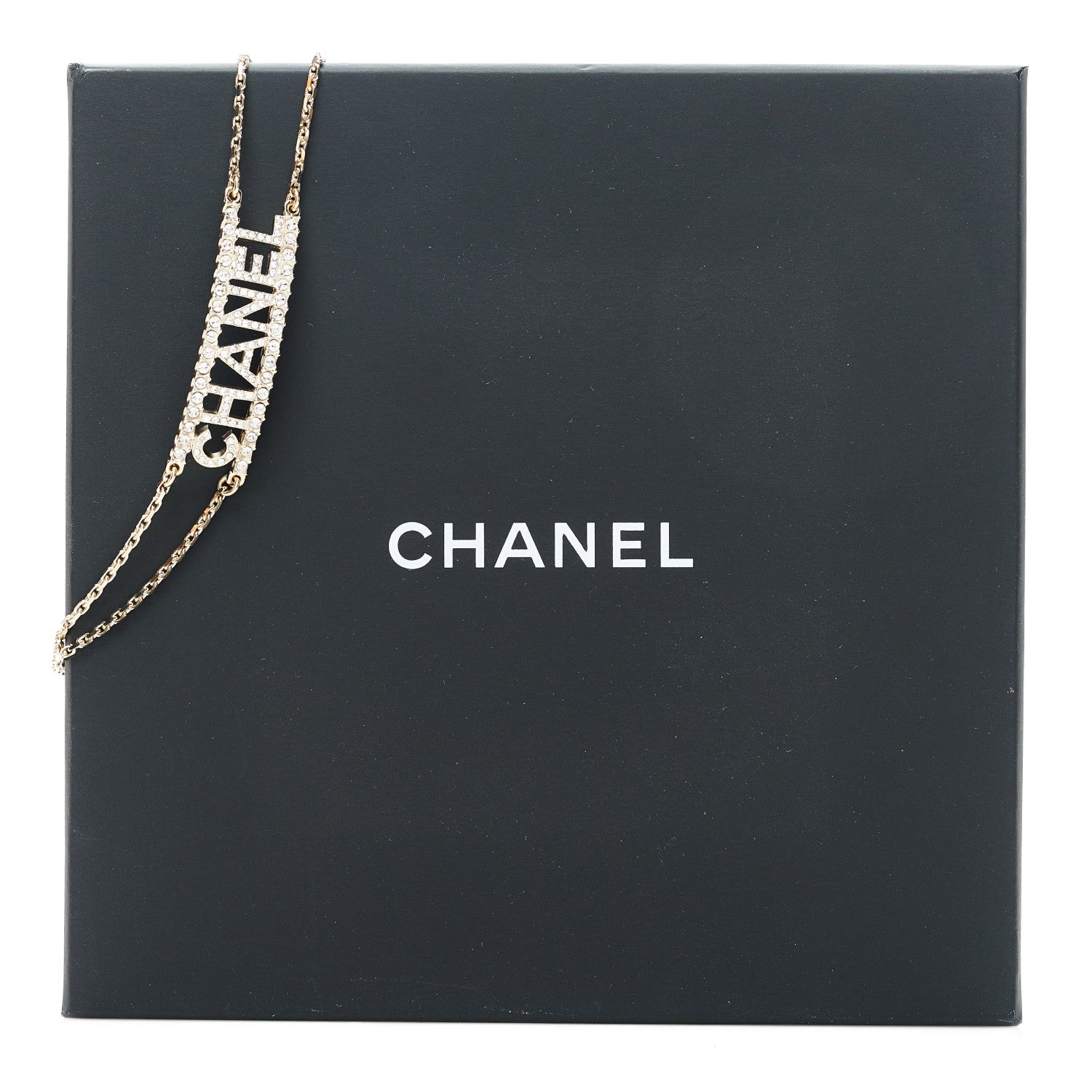 Chanel Metal Crystal Logo Choker Necklace Gold 6 of 6
