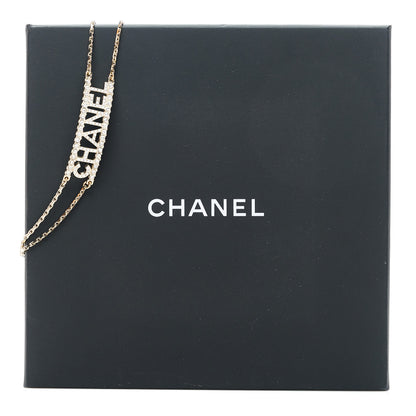 Chanel Metal Crystal Logo Choker Necklace Gold 6 of 6