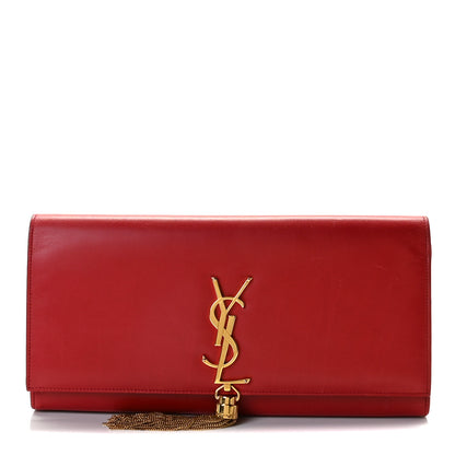 Saint Laurent Calfskin Classic Monogram Tassel Clutch Red 1 of 11