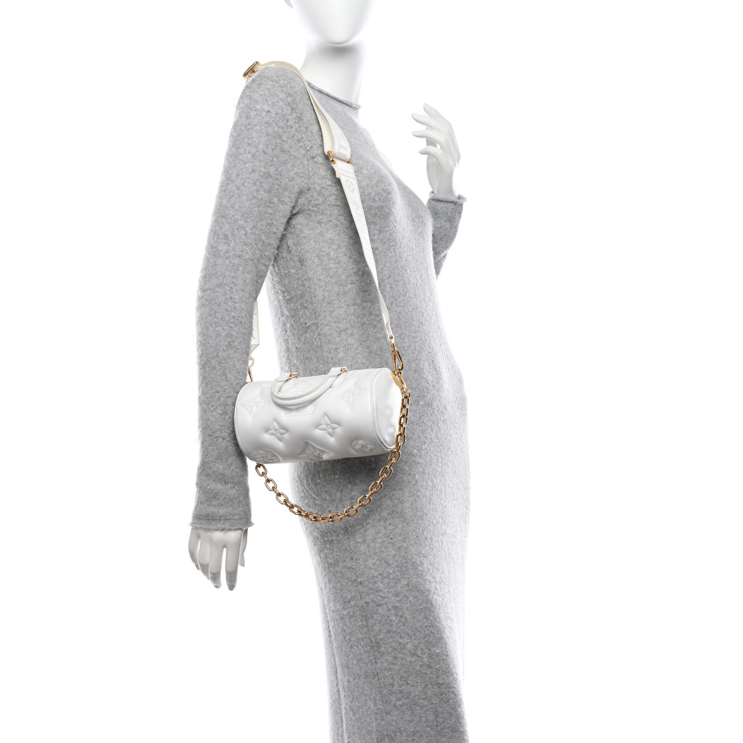 Louis Vuitton Calfskin Bubblegram Papillon BB Snow White 2 of 15