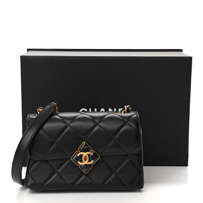 Chanel Lambskin Quilted Diamond Lock Flap Black 11 of 11