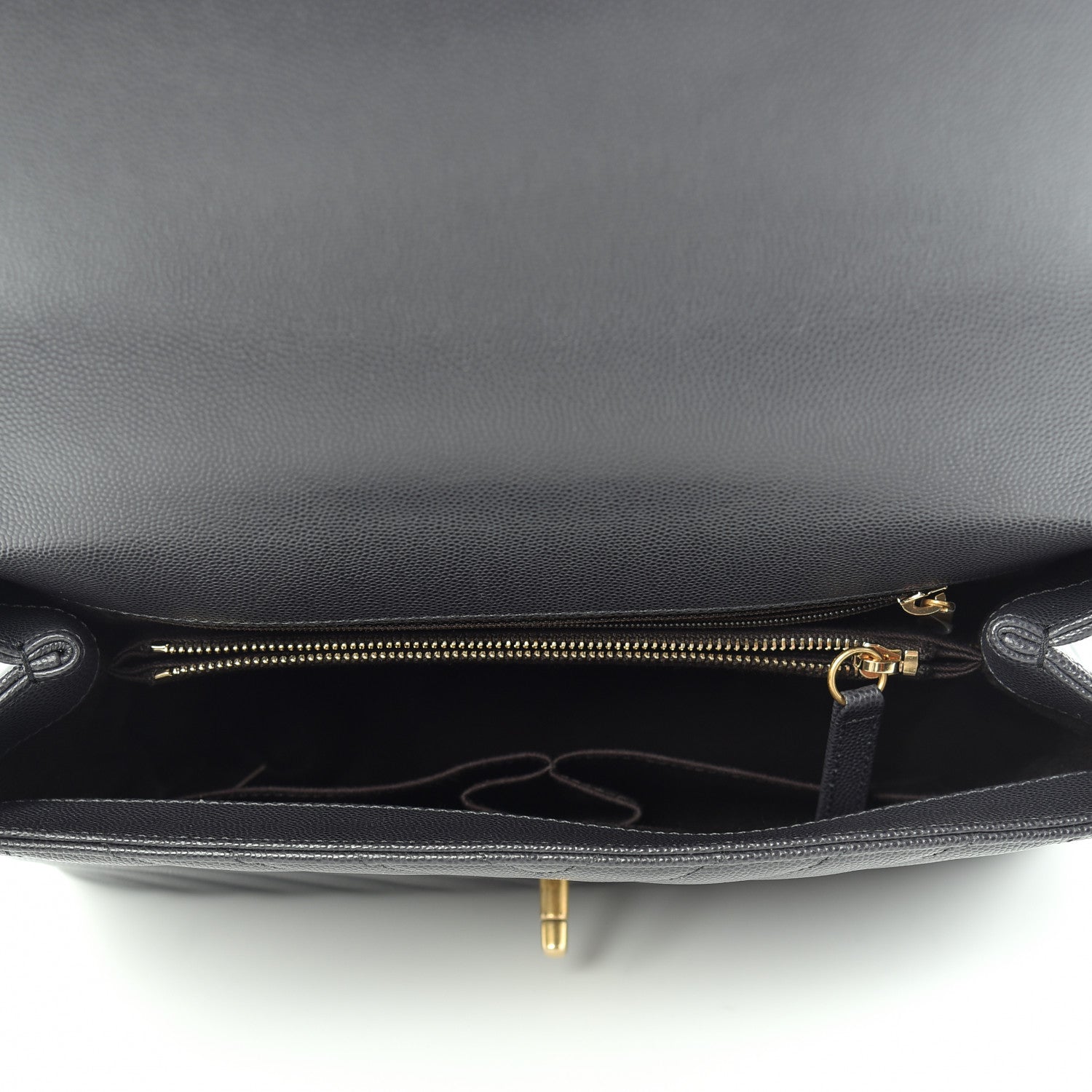 Chanel Caviar Chevron Quilted Small Coco Handle Flap Dark Grey 5 of 10