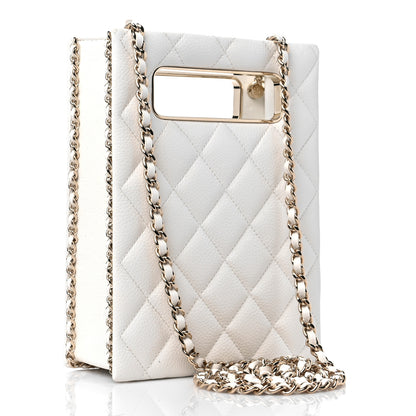 Chanel Caviar Quilted Evening Box Bag White 3 of 9
