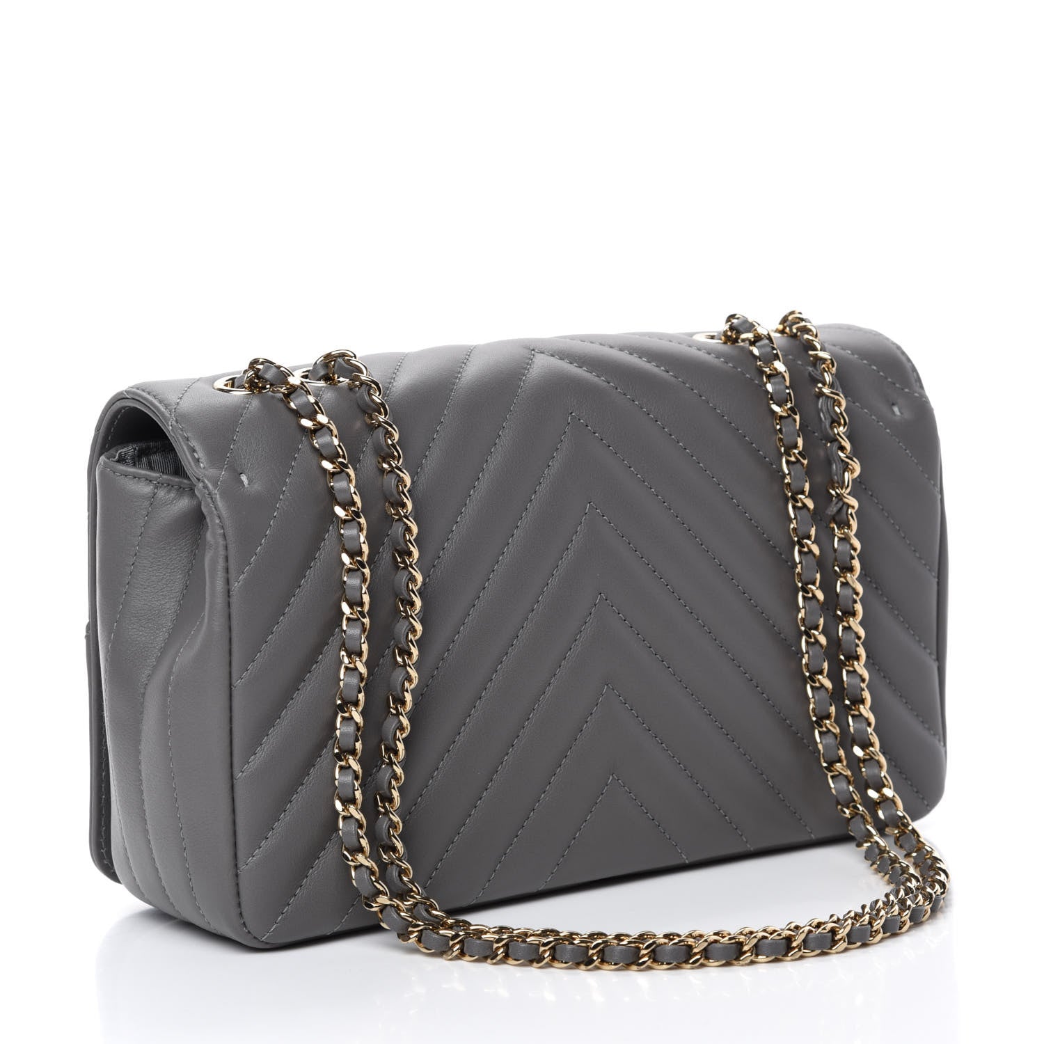 Chanel Calfskin Chevron Quilted Mini Statement Flap Grey 3 of 11