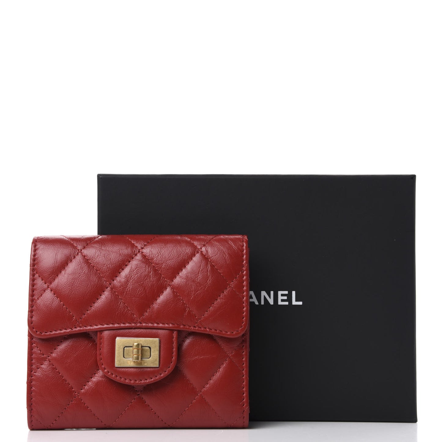 Aged Calfskin Quilted Reissue Compact Wallet Red