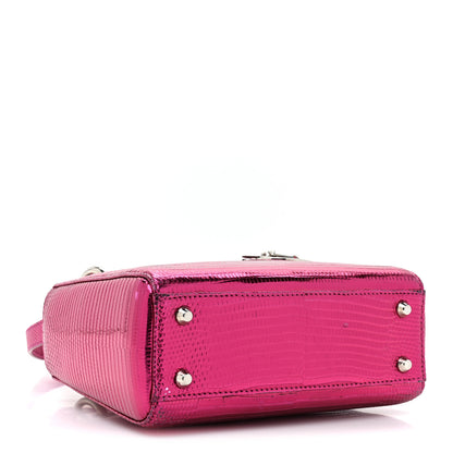 Christian Dior Metallic Lizard Mini Lady Dior Fuchsia 4 of 18