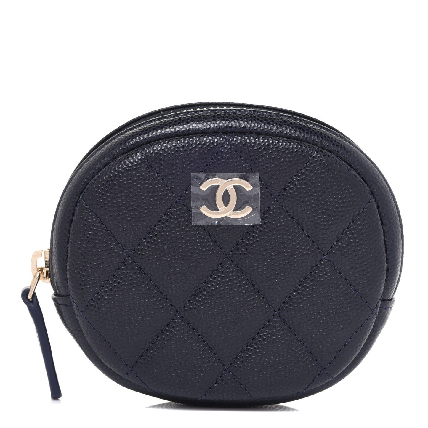 Caviar Quilted Zip Around Classic Coin Purse Navy
