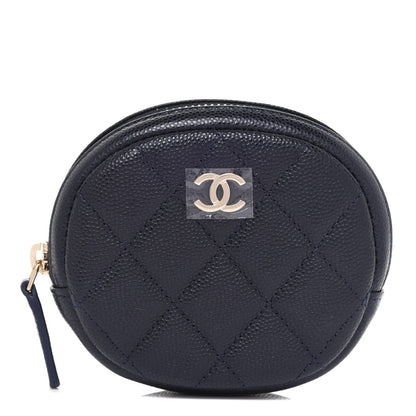 Chanel Caviar Quilted Zip Around Classic Coin Purse Navy 1 of 8