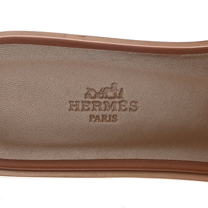 Hermes Box Calfskin Oran Sandals 39.5 Gold 6 of 11