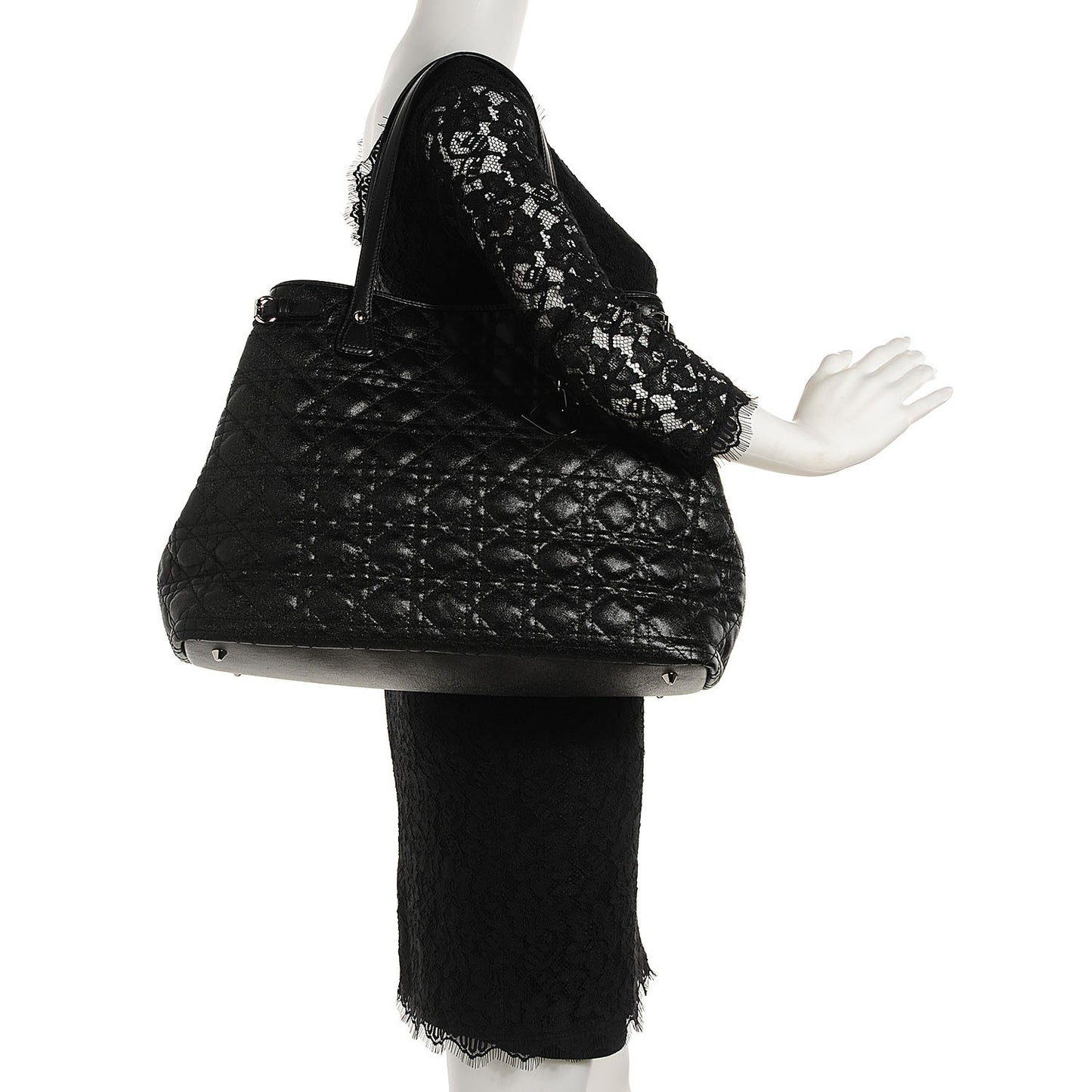 Coated Canvas Cannage Medium Panarea Tote Black