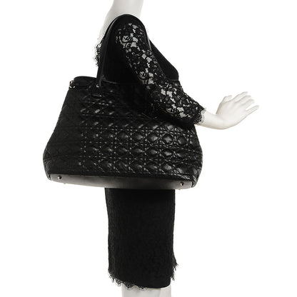 Christian Dior Coated Canvas Cannage Medium Panarea Tote Black 10 of 16