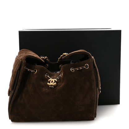 Chanel Suede Quilted Small Chanel 25 Handbag Dark Brown 11 of 11