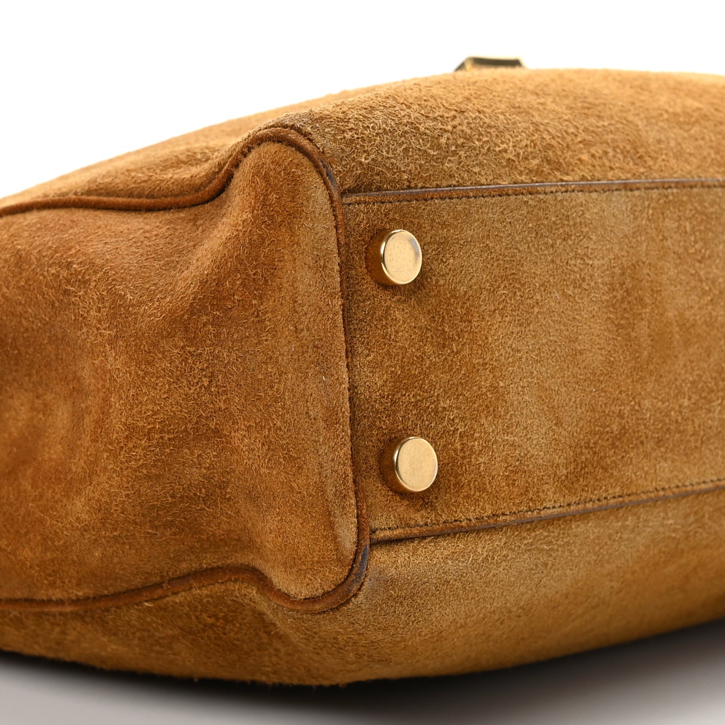 Suede Monogram Shopping Tote Light Ochre