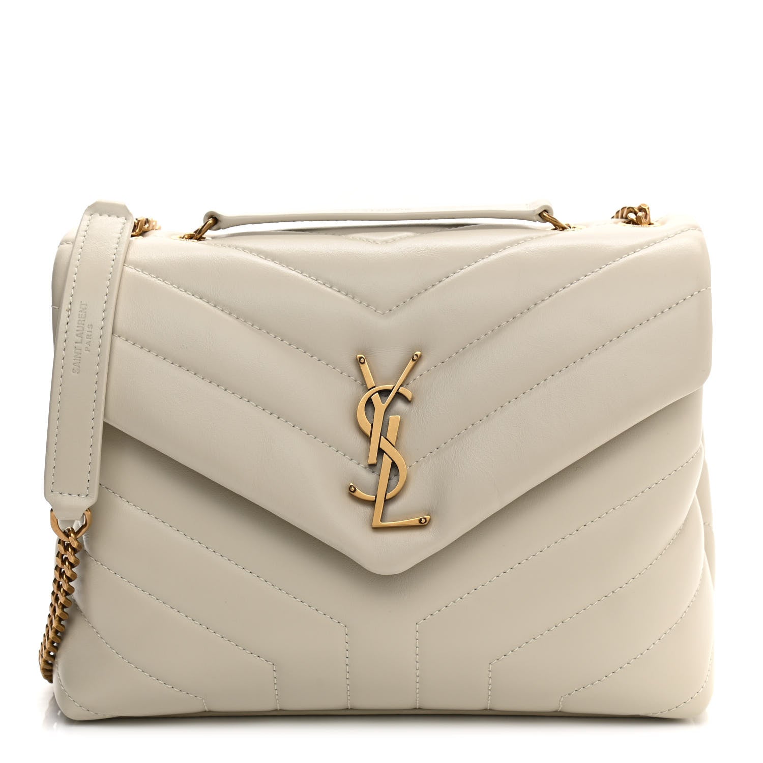 Saint Laurent Calfskin Y Quilted Monogram Small Loulou Chain Satchel Crema Soft 1 of 11