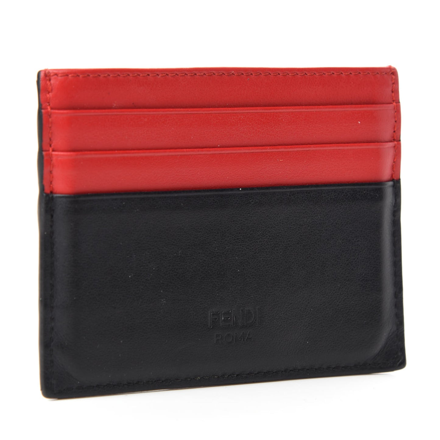 Vitello Century Monster Eyes Inlay Card Holder Black Giallo Rosso