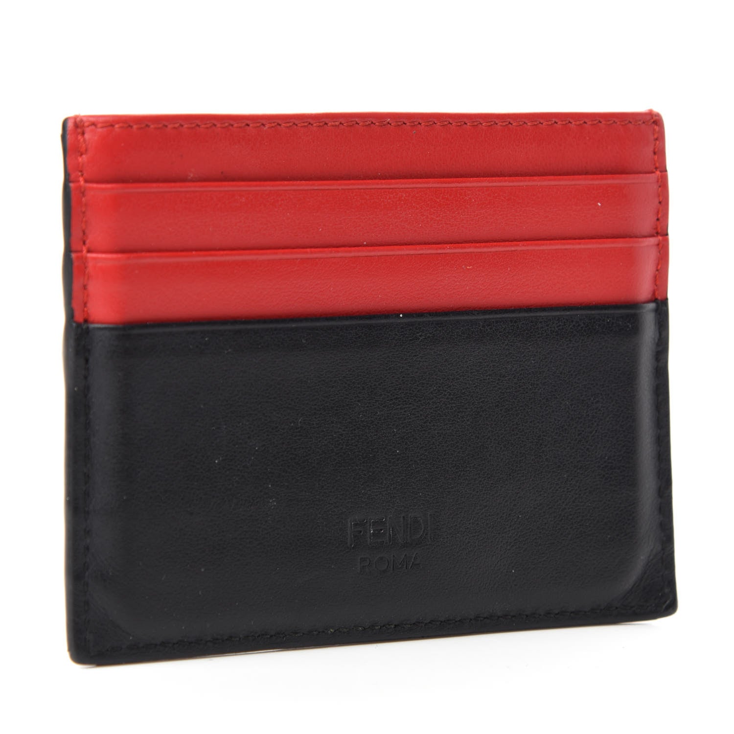 Fendi Vitello Century Monster Eyes Inlay Card Holder Black Giallo Rosso 3 of 8