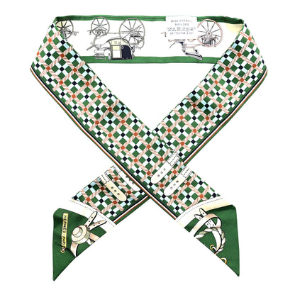 Hermes Silk Les Voitures Nouvelle Twilly Emeraude Creme Ciel 1 of 5