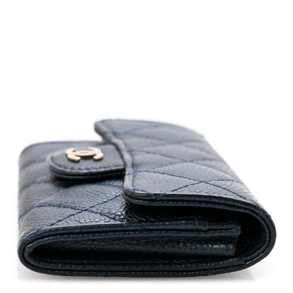 Chanel Metallic Caviar Quilted Flap Card Holder Dark Blue 8 of 9