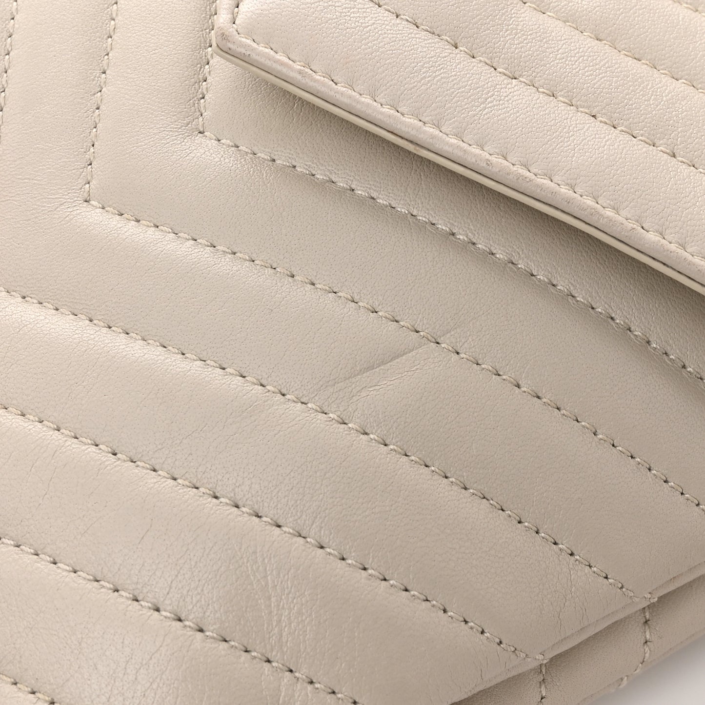 Lambskin Quilted Double Flap Bag Blanc Vintage