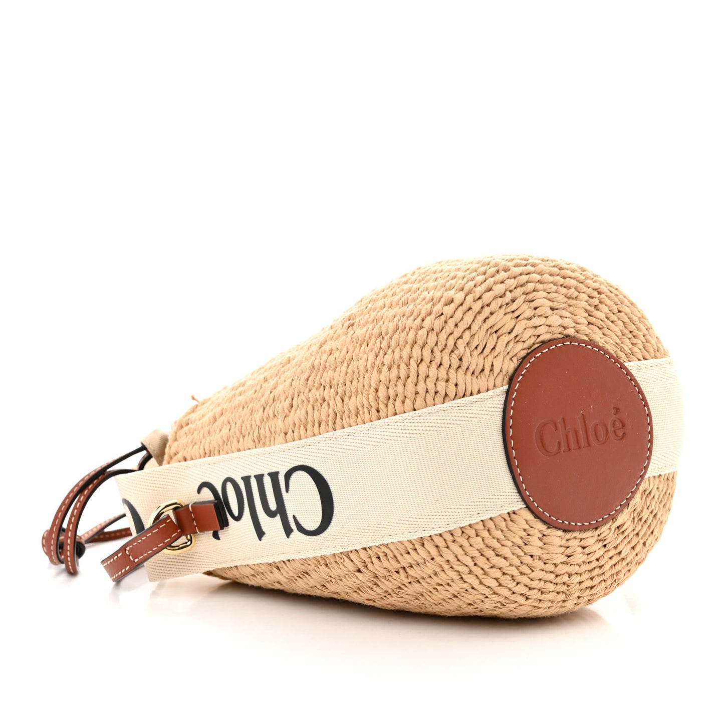 Raffia Calfskin Small Woody Basket Bag Brown