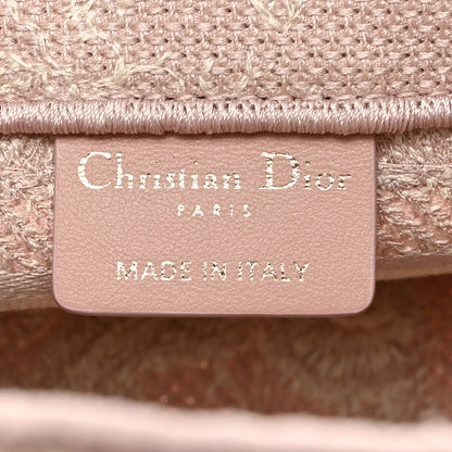 Christian Dior Canvas Embroidered Toile De Jouy Reverse Mini Book Tote With Strap Rose Multicolor 6 of 10
