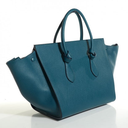 Celine Grained Calfskin Small Tie Knot Tote Denim 3 of 14