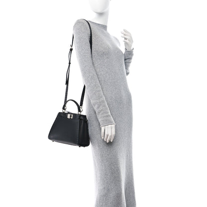Fendi Cuoio Romano Selleria Bi-Color Mini Peekaboo Iconic Satchel Black Mou 2 of 11