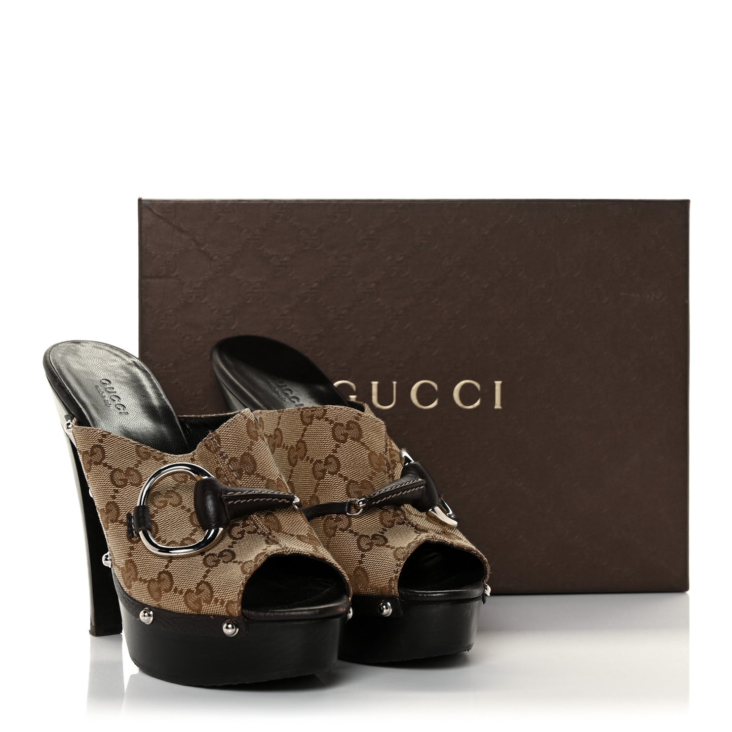 Monogram Cellarius Soft Calfskin Icon Bit Platform High Heel Slides 39.5 Beige Ebony Cocoa