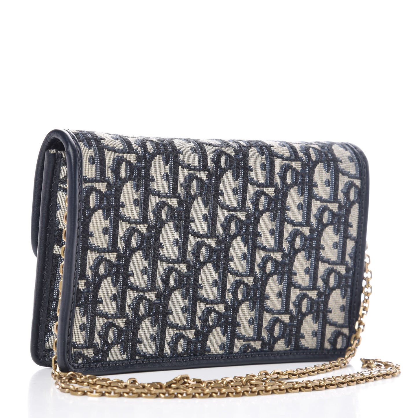 Oblique DiorAddict Wallet On Chain Clutch Navy Blue