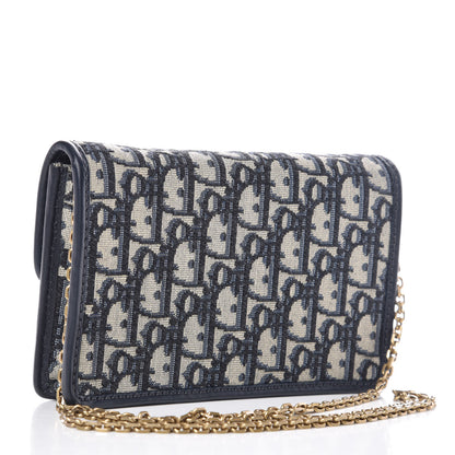Christian Dior Oblique DiorAddict Wallet On Chain Clutch Navy Blue 3 of 11