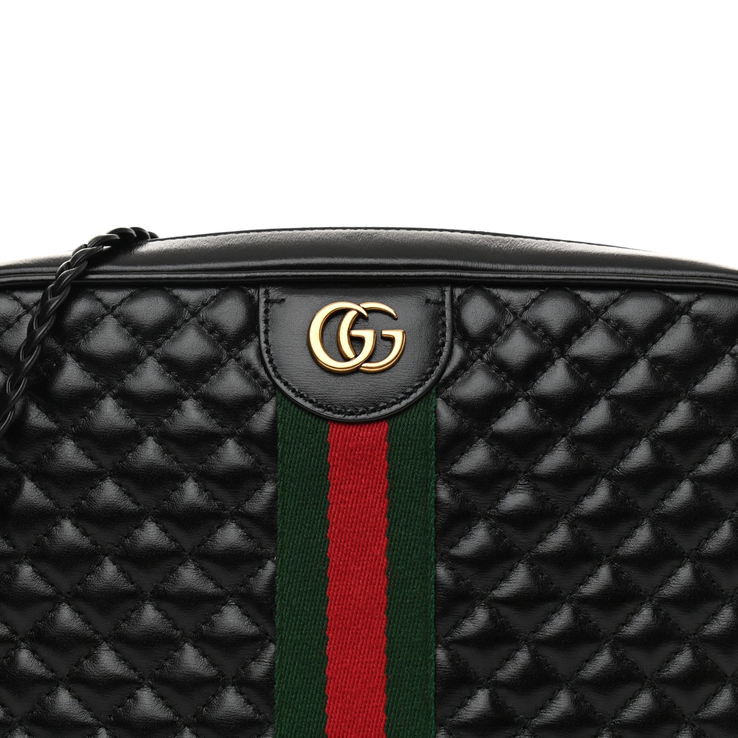 Gucci Calfskin Web Trapuntata Small GG Shoulder Bag Black 8 of 10
