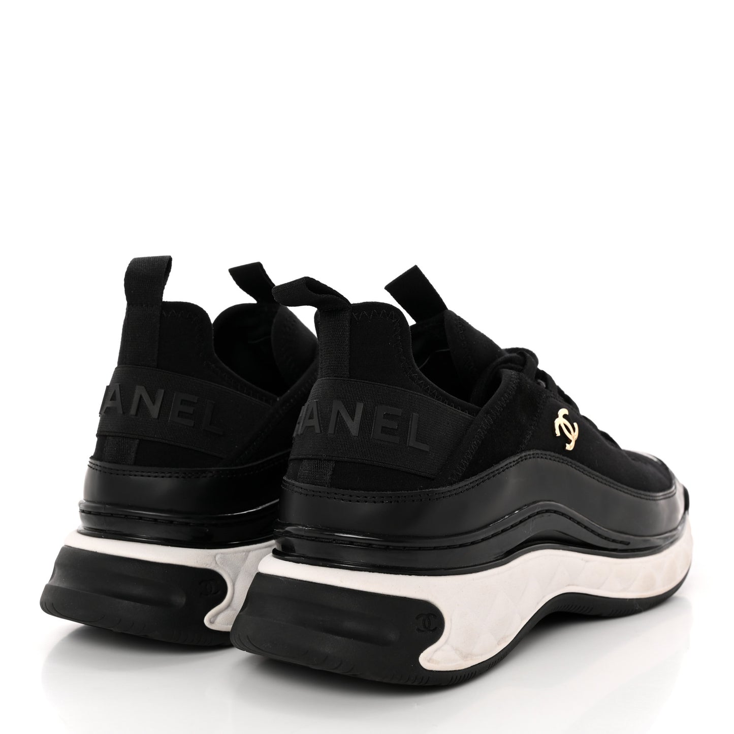 Velvet Calfskin Mixed Fibers CC Sneakers 41 Black