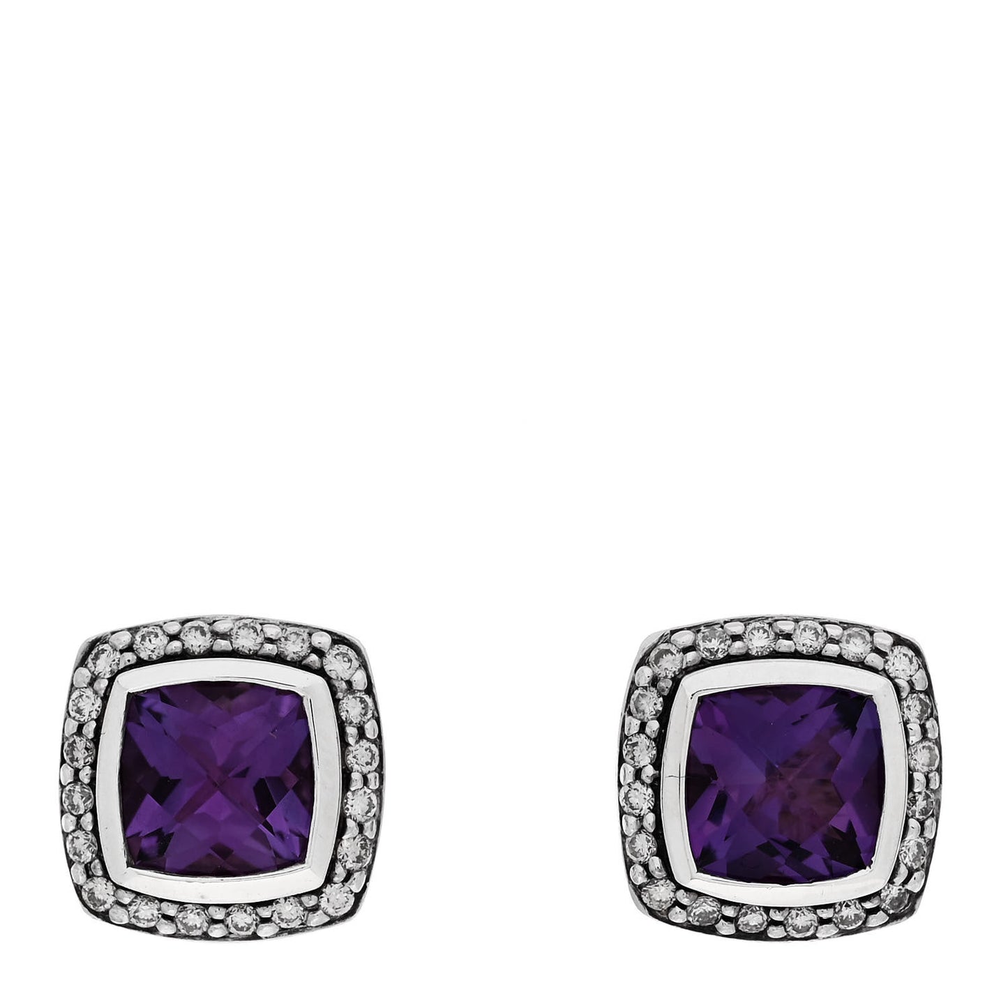 Sterling Silver Diamond Amethyst 7mm Albion Earrings