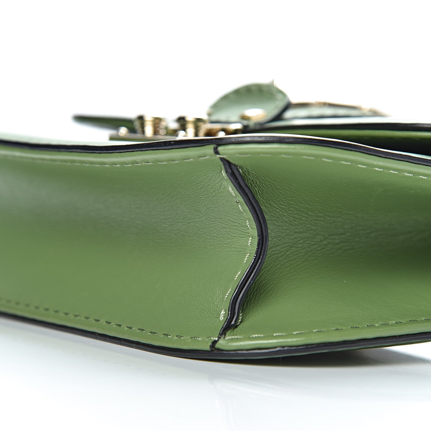Vitello Small Glam Lock Rockstud Flap Green