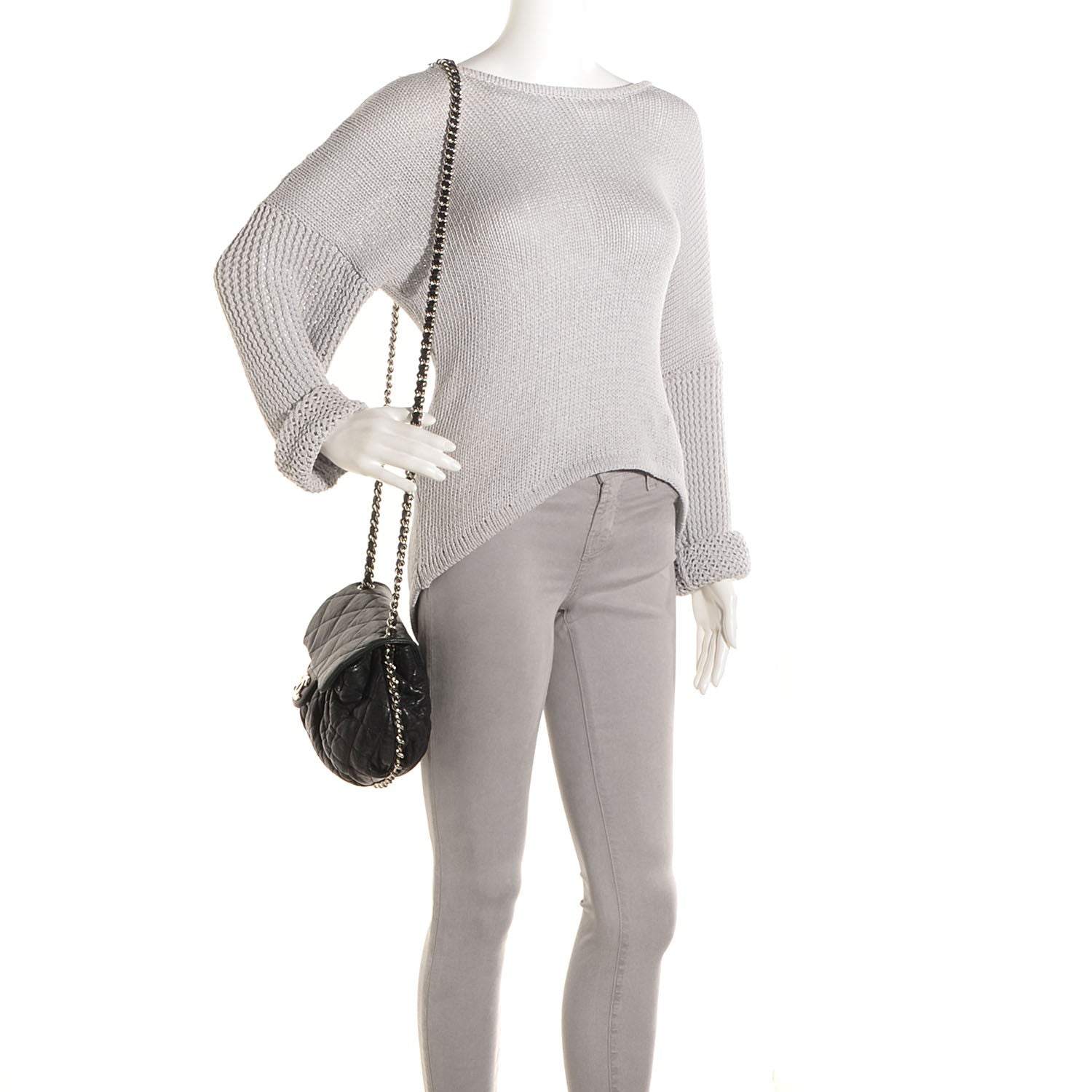 Chanel Washed Lambskin Chain Around Medium Messenger Black 2 of 7