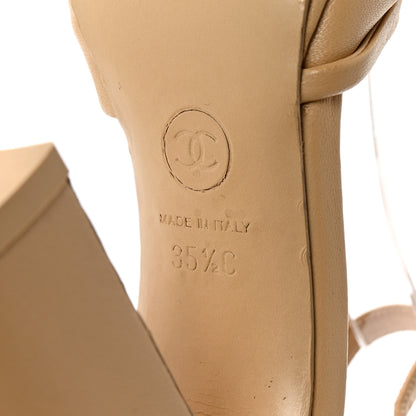 Chanel Lambskin Pearl CC Sandals 35.5 Beige 7 of 9