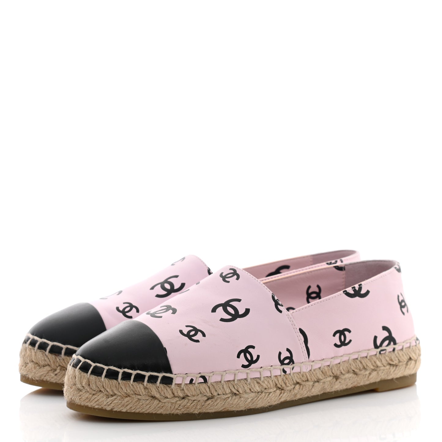 Lambskin Printed CC Espadrilles 37 Light Pink Black