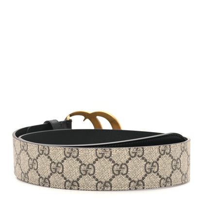 Gucci GG Supreme Monogram Matte Plutone Calfskin Double G 40mm Belt 75 30 Beige Ebony Black 2 of 4
