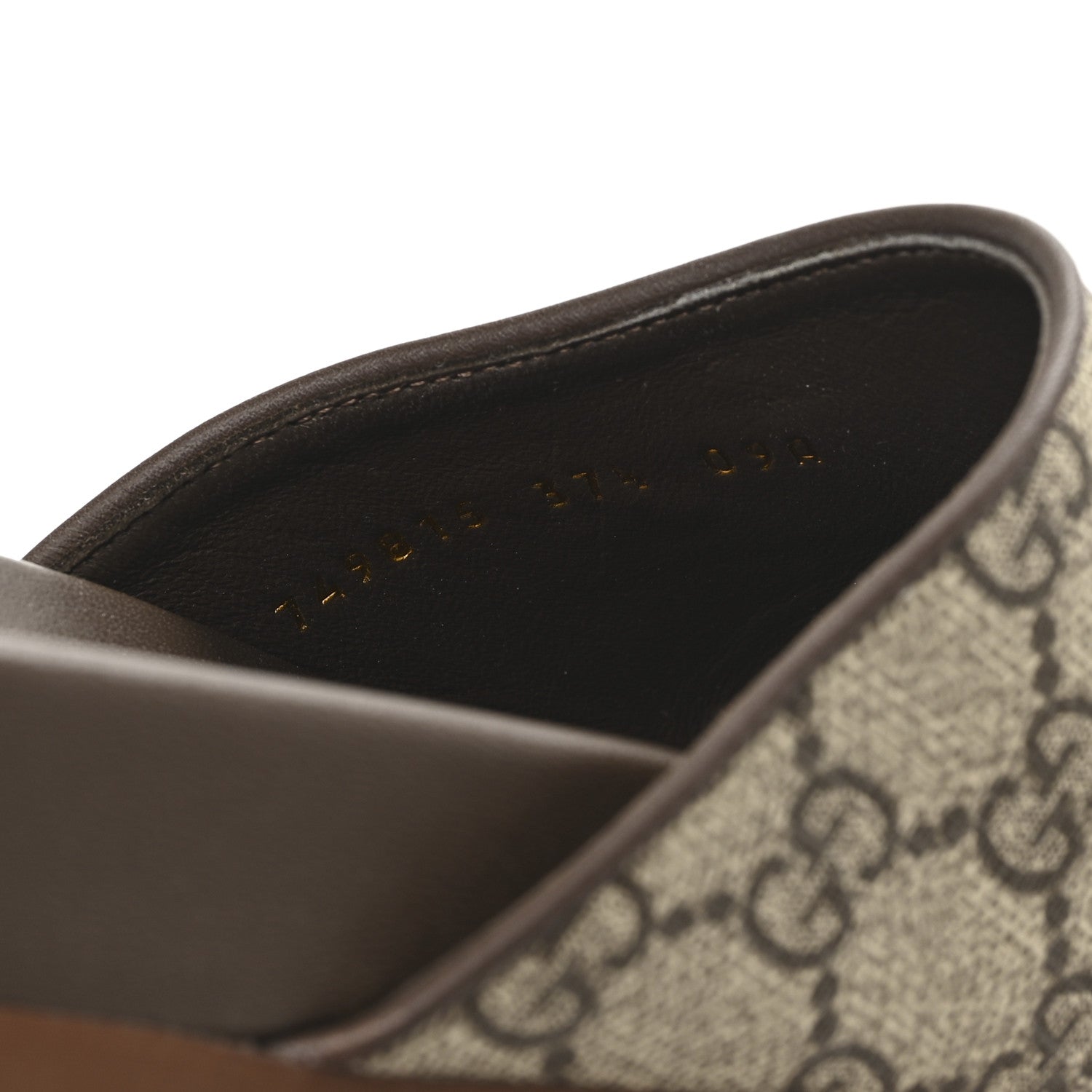 Gucci GG Supreme Monogram Miro Soft Calfskin Womens Horsebit Slippers 37.5 Beige Ebony New Acero 9 of 9